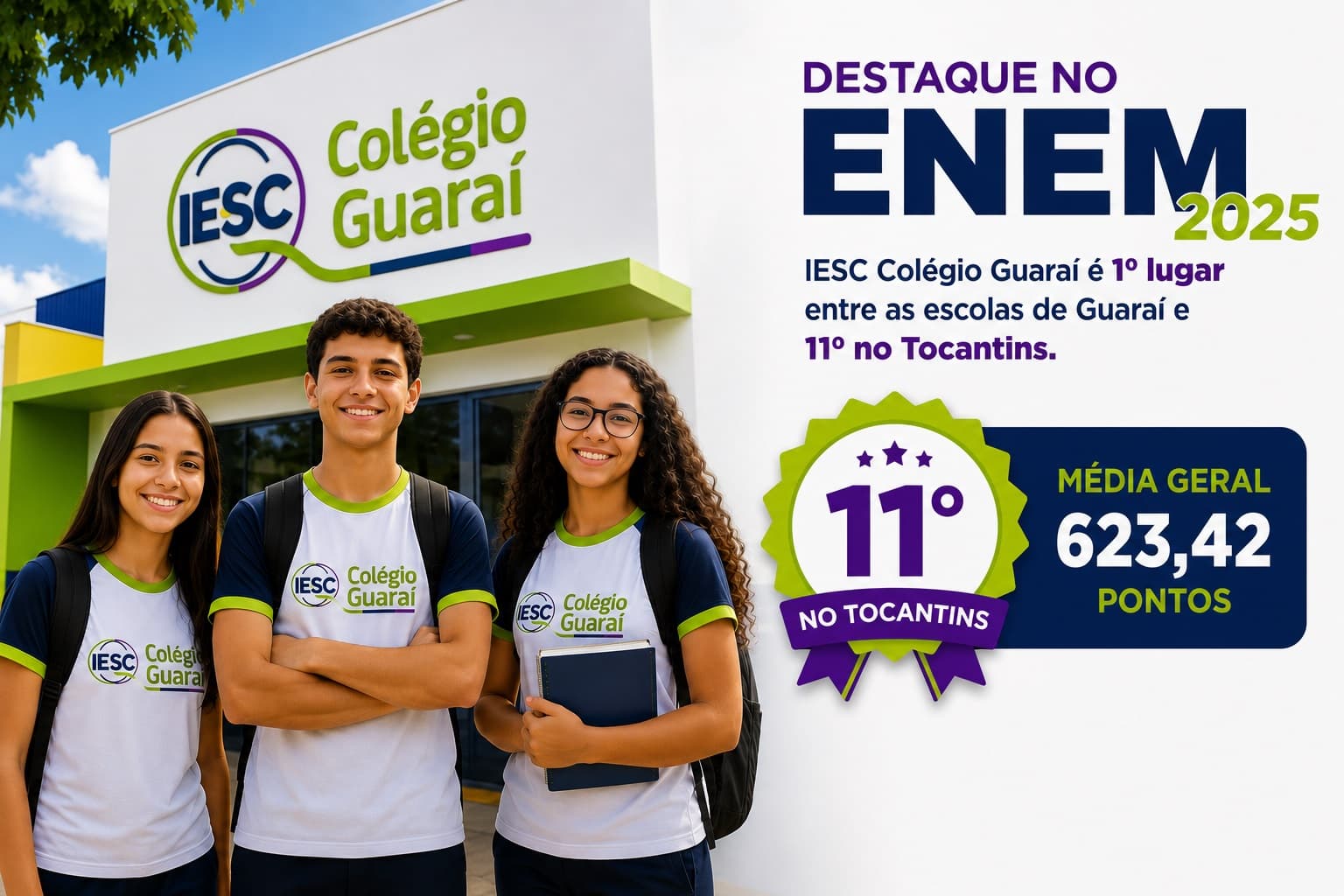 Foto da notícia: Colégio Guaraí é 1º no município e figura entre as melhores escolas do Tocantins no ENEM
